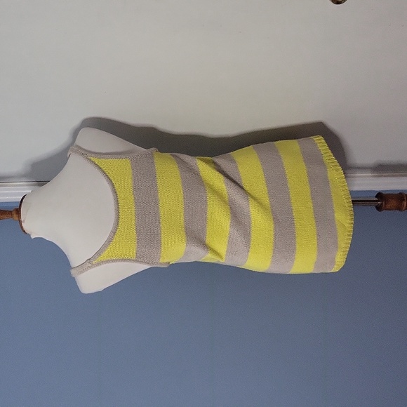 Loeffler Randall Medium Tank Sweater Yellow Gray Striped - Picture 3 of 4